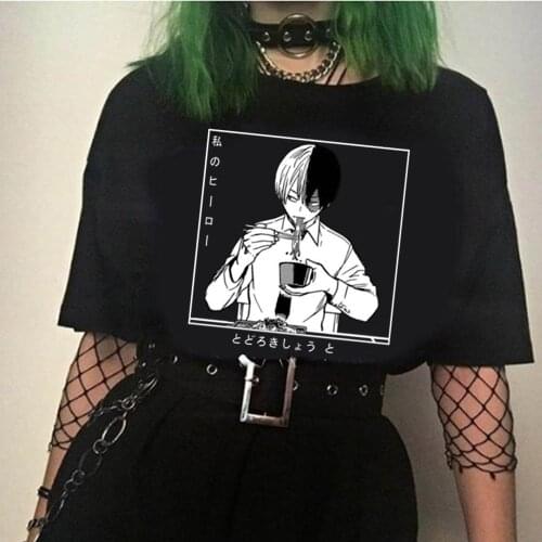Harajuku Anime My Hero Academia T Shirt Women Shoto Todoroki Tshirt Funny T-shirt Cute Anime Top Tee Female