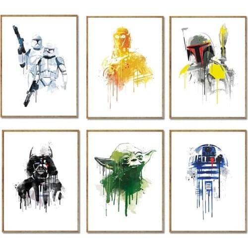 Disney Star Wars Watercolour Canvas Painting Moive Prints and Posters Wall Art Picture for Living Room Home Decoration Cuadros