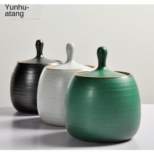 Tea Dehua Ceramic Tea Vintage Handmade Kiln Awake Cha Guan Tea Box Tea Tin Containers Tea Storage Tea Bucket Pottery JarCanister