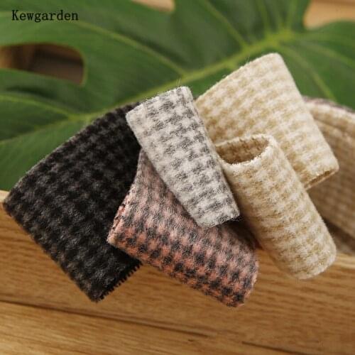 Kewgarden 1" 1.5" 38mm 25mm 10mm Plaid Woolen Cloth Ribbons Handmade Tape DIY Bow tie Hair Accessories Packing Riband 10 Yards
