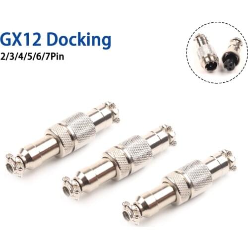 1Set GX12 Docking 2 3 4 5 6 7Pin Male& Female Circular Panel 12mm Metal Aviation Connector Butt Joint Aviation Plug Socket