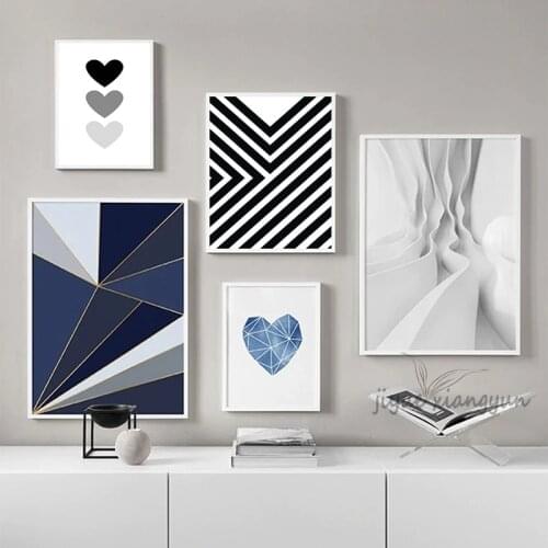 Cubic Geometry Style Wall Art Canvas Nordic Poster Prints Abstract Line Painting wall paintings for Living Room Home Decoration