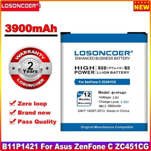 LOSONCOER 3900mAh B11P1421 Battery for Asus ZenFone C ZC451CG Z007 Replacement Li-ion Polymer Batteries