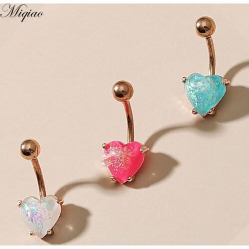 Miqiao 1pcs Hot Sale Sweet Imitation Australian Gemstone Love Heart-shaped Belly Button Piercing Jewelry