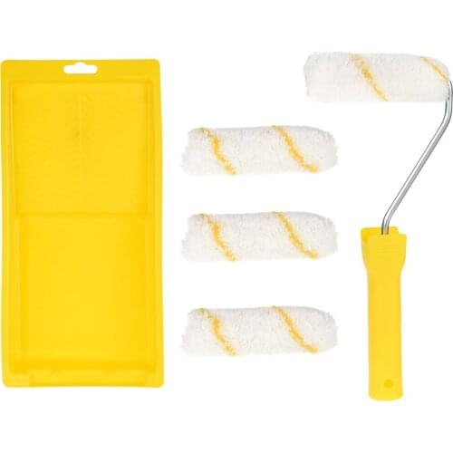 Uxcell Paint Roller Kit 4 Inch 4xCovers 1xRoller Frame 1xPaint Roller Tray to Paint Trim Door Edging Line Striping ect, 7Pcs