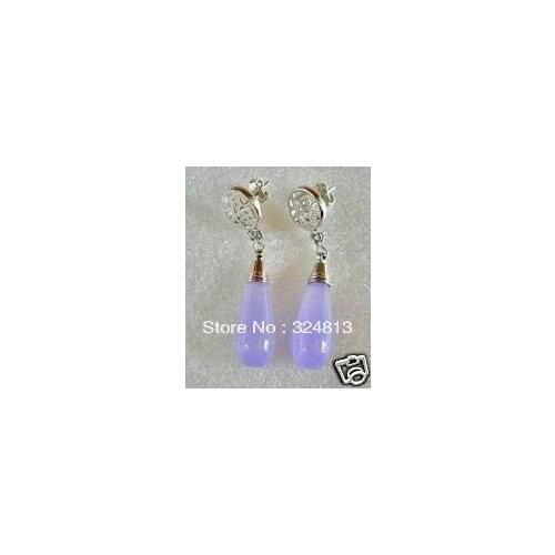 Fancy Rare beautiful tibet purple Jade stone earring