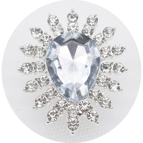 NEW 10PCS 32*26MM Sun Droplets Acrylic Rhinestone Snap Button Silver Alloy Buckle Diy Flatback Embellishments Decoration Accesso