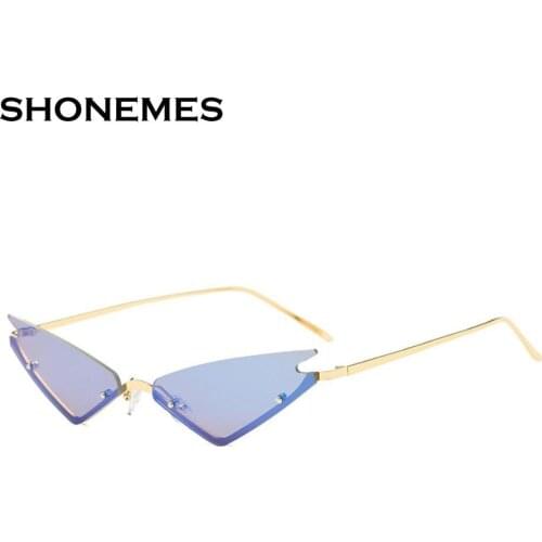 New Rimless Sunglasses Women CatEye Sun Glasses Fashion Design Ladies Small Frame Sharp corner Eyewear