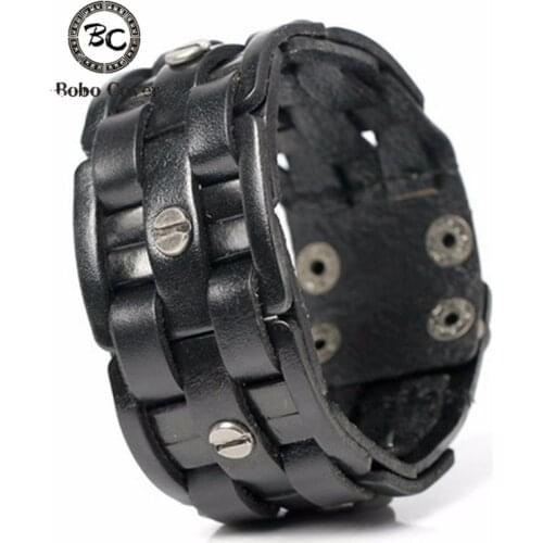 Bobo Cover 2017 New Arrivel Hand-woven Bandage Charm Mens Bracelets Popular Simple Mosaic Wrap Black Leather Bracelets