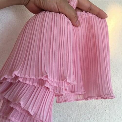 Single Fold Organ Plait Black Pink And White Chiffon Ruffle Lace Trim DIY Garment Skirt Hem Accessories Fabric