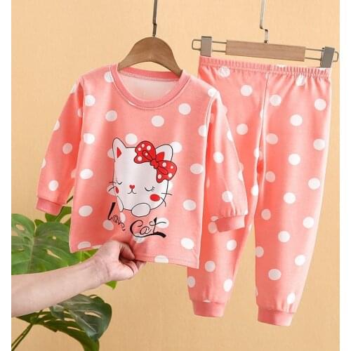 Autumn Set Baby Girl Pink Cartoon 2 Piece Set Children Long Sleeve Suit Infant T-shirt + Pants Toddler Girl Clothes