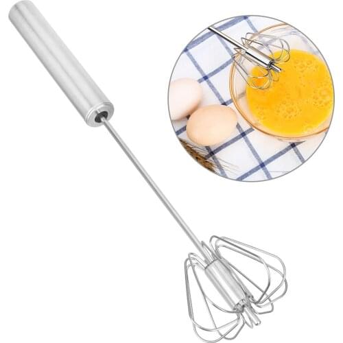 Semi-automatic Mixer Manual Self Turning Stainless Steel Cream Stirring Egg Beater Rotate Hand Egg Beaters Kitchen Tool