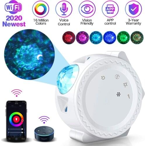 Wifi Control Colorful Galaxy Projector Starry Sky Night Light USB Voice Control Player Kids Romantic Starry Sky Projector Lamp