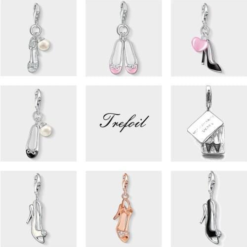 Pink Ballet Shoes Sandals Charms Pendant,Jewelry 925 Sterling Silver Romantic Gift For Women Girls Fit Bracelet Necklace Bag