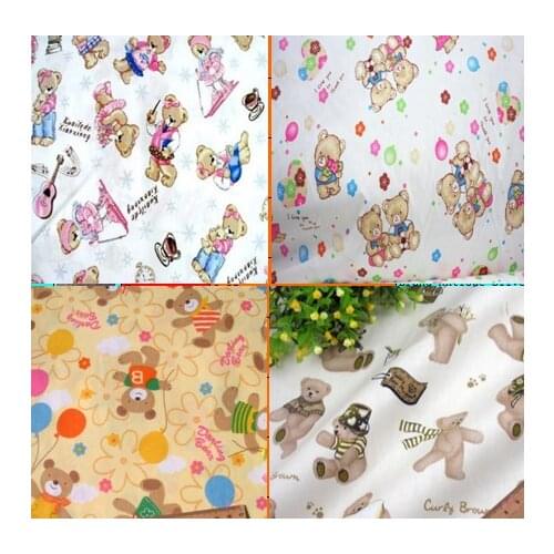 Pretty 50x160cm 8 Designs Cartoon Bear Cotton Fabric Bedding Quilting Clothing DIY fabric