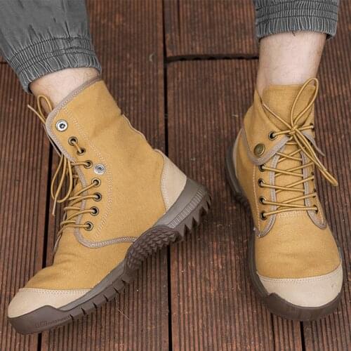 Outdoor Military Tactical Light Breathable Canvas Foldable High Boots Men Women Hiking Camping Trekking Climbing Travel Shoes