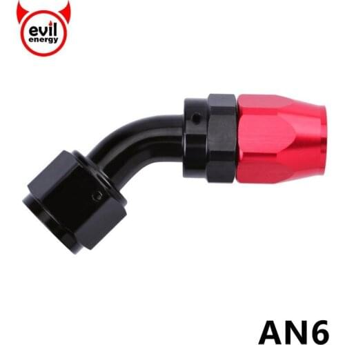 Evil energy AN6 Swivel Hose End Anoized Aluminium 0 45 90 180 Degree Fuel Adapter Oil Fuel Fitting Oil Cooler Hose End Black