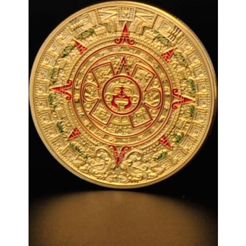 Maya Gold Commemorative Coins Mexico Prophecy Calendar Pyramid Aztec Medals Mayan Civilization Religion Culture Gifts