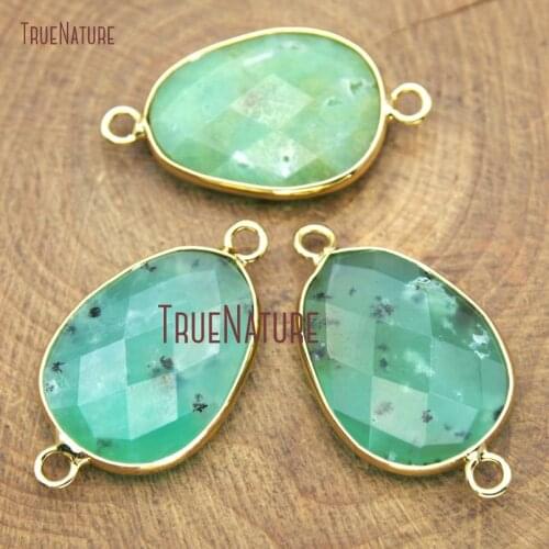 10Pcs Pure Gold Color Faceted Water Drop Connector Australian Jades Connector 30x16mm PC14525