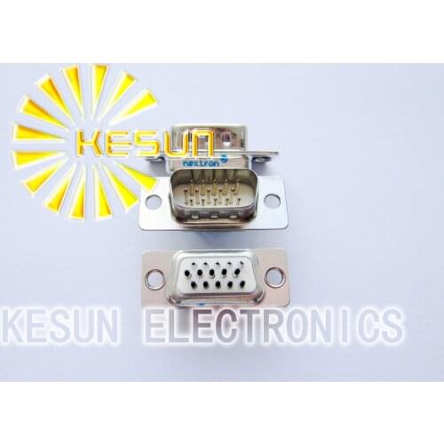 100pcs/lot Nextron DB15 Male Withe 2.77mm Three Rows Solder Serial D-Sub Connector 1U Gold High Quality