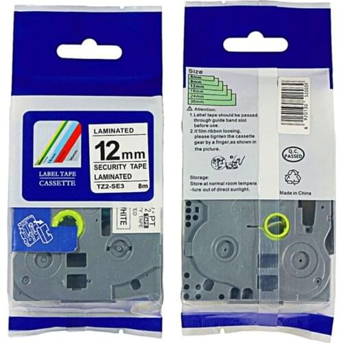 12MM SECURITY LABEL brother TZe TZ tape TZe-SE3 TZ-SE3 tz SE3 tze se3 label maker tape 12MM black on white tape