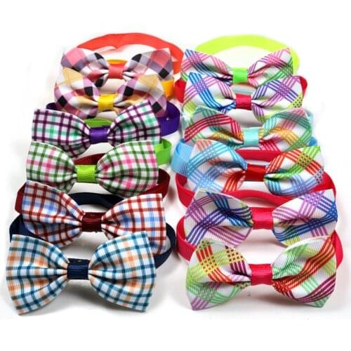 50pcs/100pcs Pet Dog Cat Bow Ties Adjustable Classic Plaid Ribbon Bowties for Small/Medium Dog Accessories Pet Products