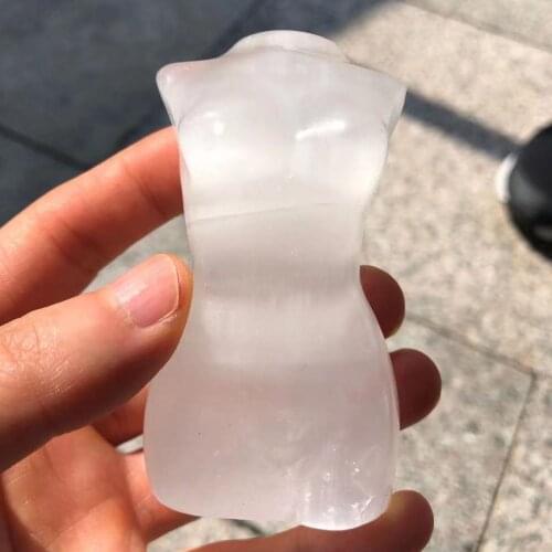 Satin Spar Selenite Hand-carved Statue Models Healing Reiki Magic Fengshui Crystal Collection Decoration