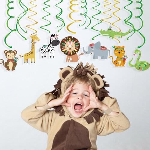 Baby Shower Indian Animals Hanging Swirls Safair Jungle Party Dcorations Woodland Animals PVC Spirals Kids Party Favors Supplies