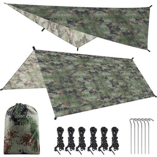 3x3m Canvas Sun Shelter Rainproof Anti UV Tarp Tent Outdoor Camping Awning Pergola mat with storage bag 6 nails 6 rope