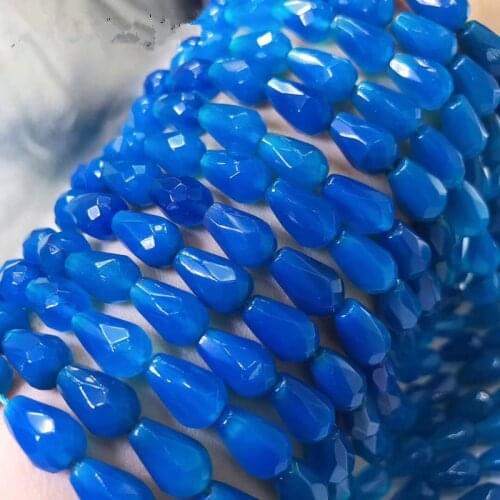 Loose beads agate pink/blue/yellow/purple/red drop faceted 12*8mm 14inch for DIY jewelry making FPPJ wholesale beads nature