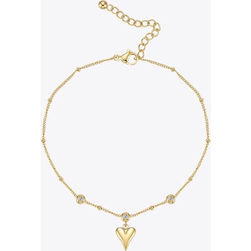 ENFASHION Boho 3D Heart Zircon Anklet Stainless Steel Foot Chain Gold Color Fashion Jewelry 2021 Gifts Bijoux Femme A215004