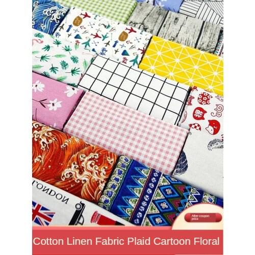 Sofa Cover Fabric Cotton Linen Plaid DIY Background Tablecloth Curtain Brocade Sewing Anime Cartoon Floral Printed By The Meter