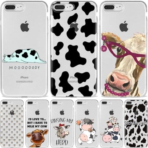 Cow High Quality Classic Phone Case For iPhone X XS XR XSMax 6 6S 7 7plus 8 8Plus Xs SE 11 12 Mini pro Promax Soft Fundas Coque