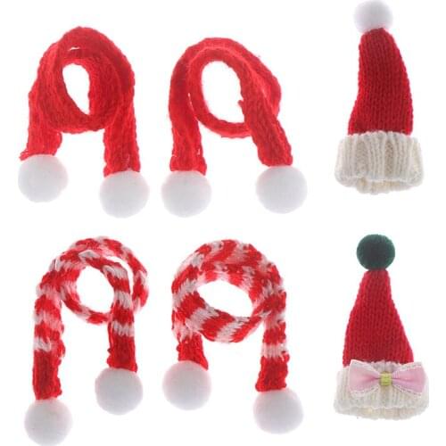 1:6 1:12 Doll Accessories Handmade Cute Christmas Hat Scarf for Doll Clothes Best Xmas Gift for Baby Kids Girls
