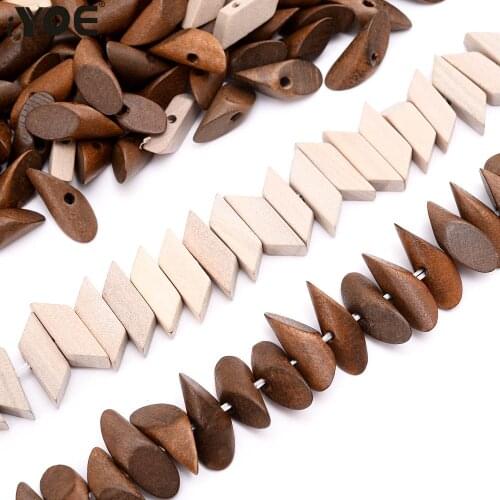 IYOE 30/50/100pcs 22mm Natural Wood Beads Geometric Spacer Bead For Handmade Craft Home Ornaments DIY Jewelry
