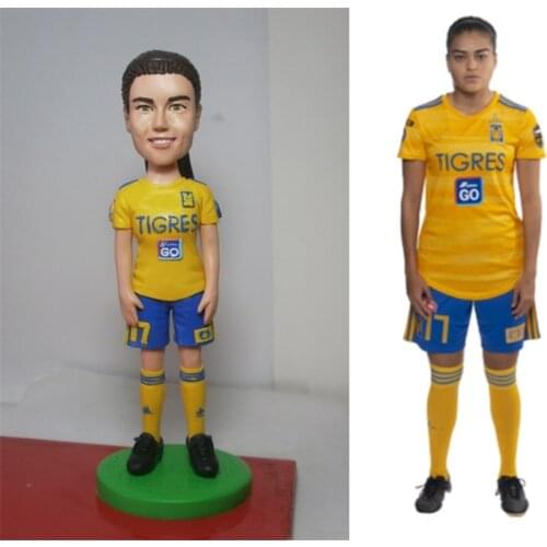 Custom Soft Clay Figures Hand-Made18cm Big Head Ladies Mexico Football Player Dolls Including Clothing Sneakers