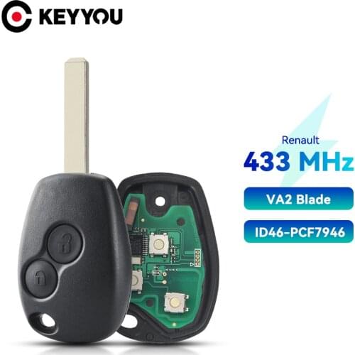 KEYYOU 433MHz 2 Button Remote Control Key For Renault Duster Modus Clio 3 Twingo DACIA Logan Sandero Kangoo PCF7947 PCF7946 Chip