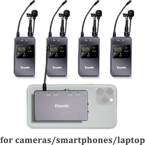 Kicada Wireless Microphone Kit Video Recording UHF Lavalier Lapel Mic System for Camera Phone Laptop Transmitter Receiver