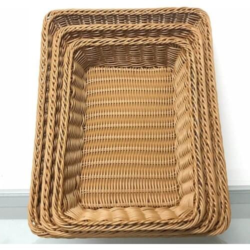 Basket Fruit Candy Dish Rattan Bread Basket Hand-woven Bamboo Storage Kitchen Food Picnic Sundry Container