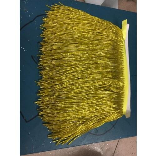 Nice yellow color YG-10 beads tassel fringe 5yards in high quality for wedding or party decoration dress