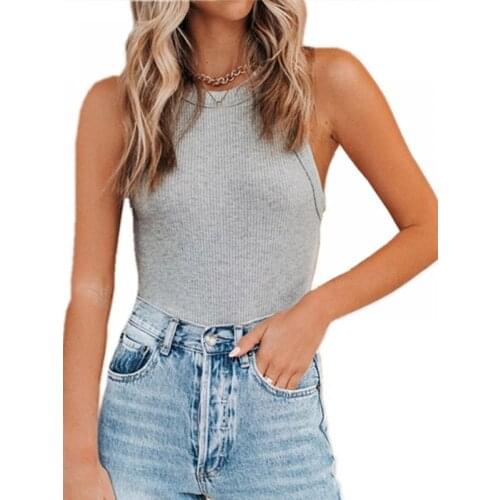 Summer Hot Sale Solid Color Versatile Vest Round Neck In The Bottom Of The Tape T-shirt Women\s Clothing