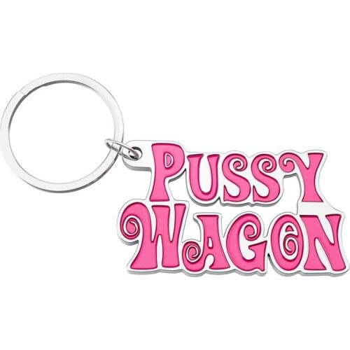 Metal Pussy-Wagon Keychain Pink Letter Key Chains For Woman Men Diy Pendant Keyring Fashion Key Ring Holder Accessories