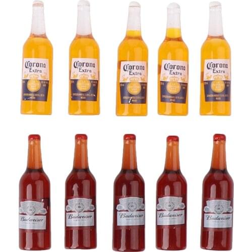 10Pcs Miniature Resin Simulation Wine Bottle Simulation Beer Bottle Model New 1/12 Dollhouse