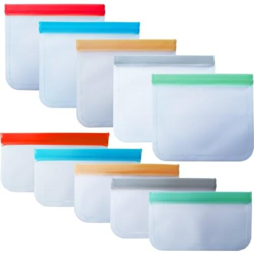 Reusable Models Silicone Food Storage Bag Leak Freezer Bag Fruit Lunch Bag Translucent Frosted PEVA Food Storage Bag 8 Colors
