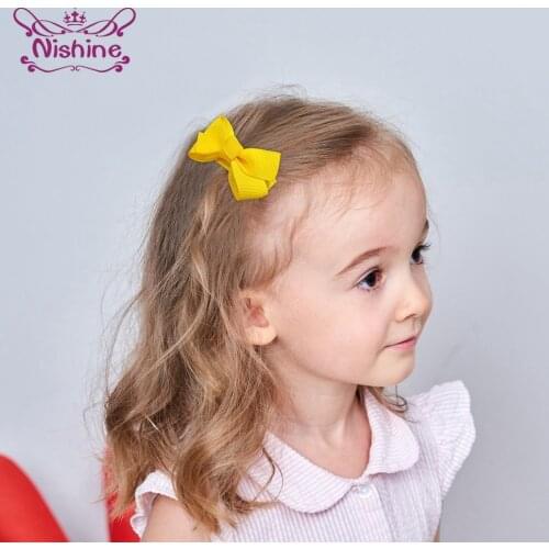 Nishine 10pcs/lot Korean Style Fashion Handmade Bowknot Baby Hair Clips Cute Princess Bangs Hairpins Birthday Gifts Photo Props