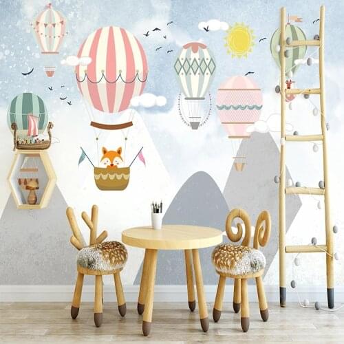 Custom Photo Wallpaper For Bedroom Walls Hand Painted Children Room Hot Air Balloon Mural Waterproof Canvas Painting Wallpaper