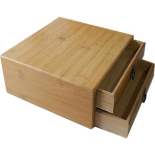 Natural Bamboo Pu'er Tea Canister Box Wood Color Tea Tray Kung Fu Set Teaware Accessories Tea Tin Containers