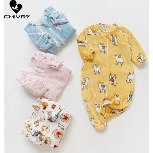 New 2021 Kids Flannel Pajama Rompers Baby Boys Girls Autumn Winter Warm Playsuit Children Zipper Long Sleeve Sleeping Romper
