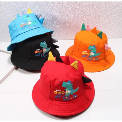 Spring Autumn Baby Bucket Hat Fishing Outdoor Hip Hop Cap Cartoon Dinosaur Baby Girl Boy Infant Fisherman Hat Kids Children Caps