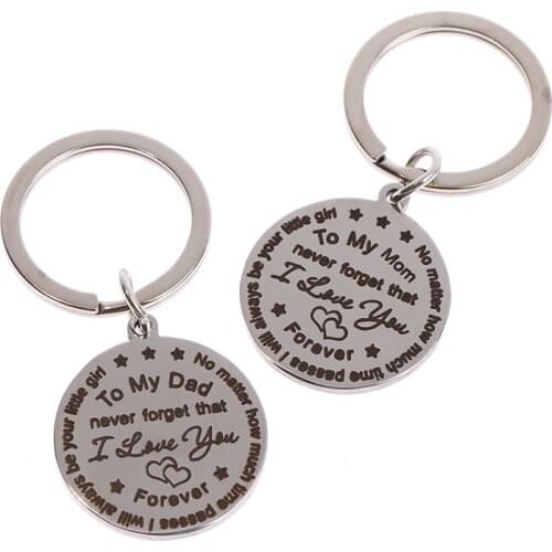 Fathers Mothers Day Gift Stainless Steel Silver Keychain for Dad Mom Birthday Valentine Day Gift from Daughter Son Kids Wife